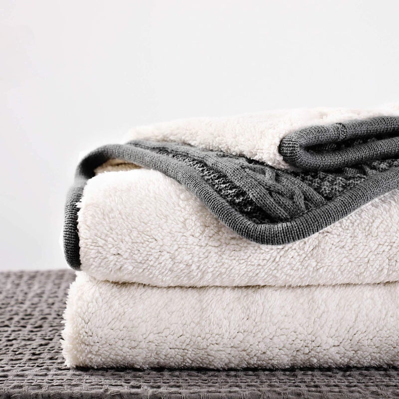 Longhui bedding Acrylic Cable Knit Sherpa Throw Blanket - Thick  Soft  Big  Cozy Grey Knitted Fleece Blankets for Couch  Sofa  Bed - Large 50 x 63 Inches Gray Coverlet All Season - Image 2